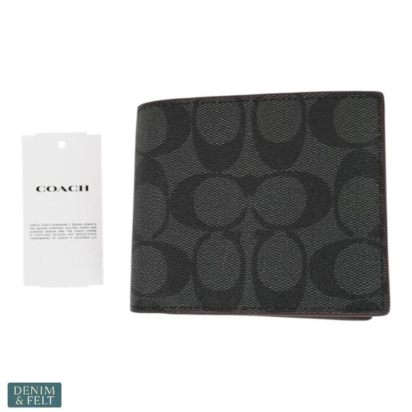 Coach CR899 Crossgrain Leather Wallet with Removable Insert Black Logo NEW/NWT - Picture 3 of 12